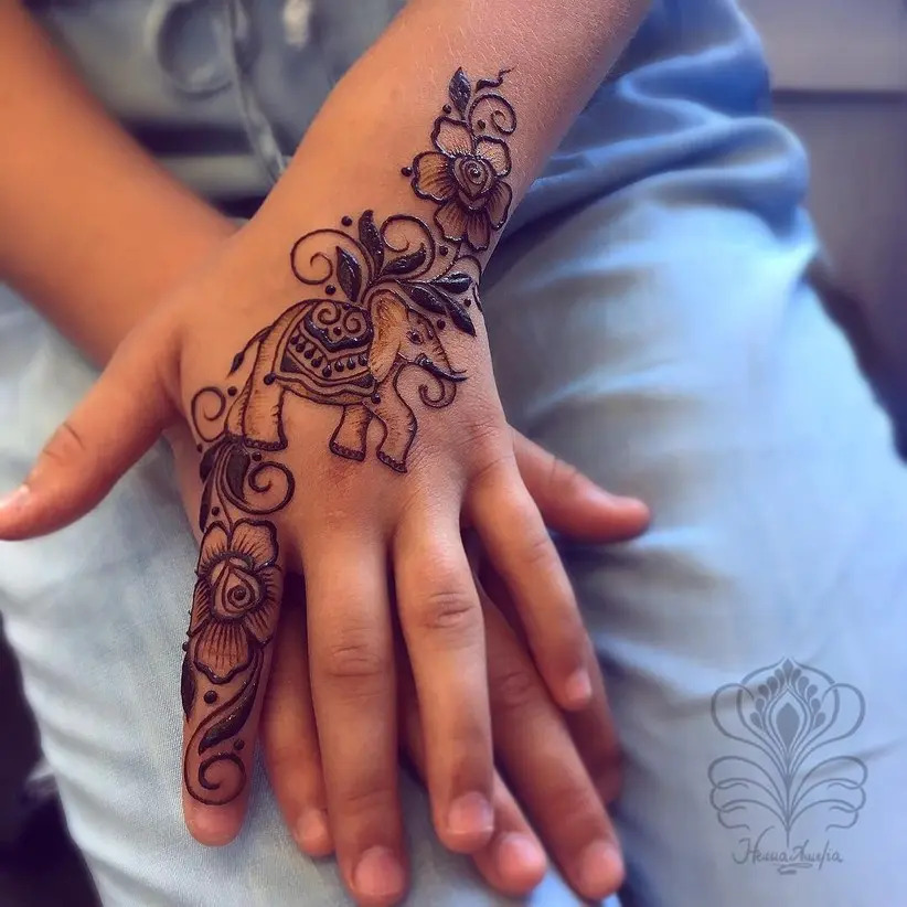 elephant motifs arabic mehndi design