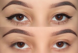 eyeliner makeup applied on both the eyes should be symmetrical 