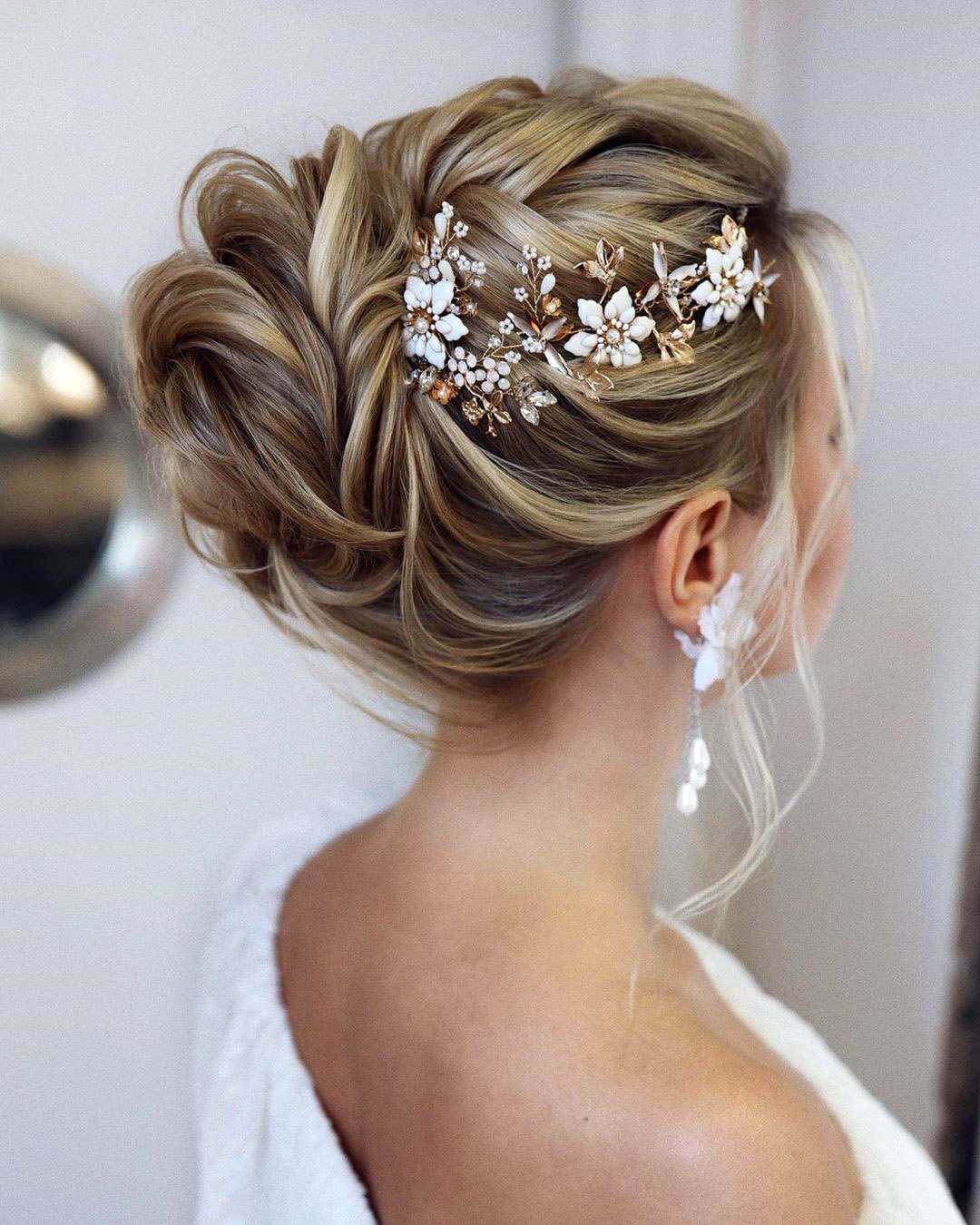 feminine bun with embellishment