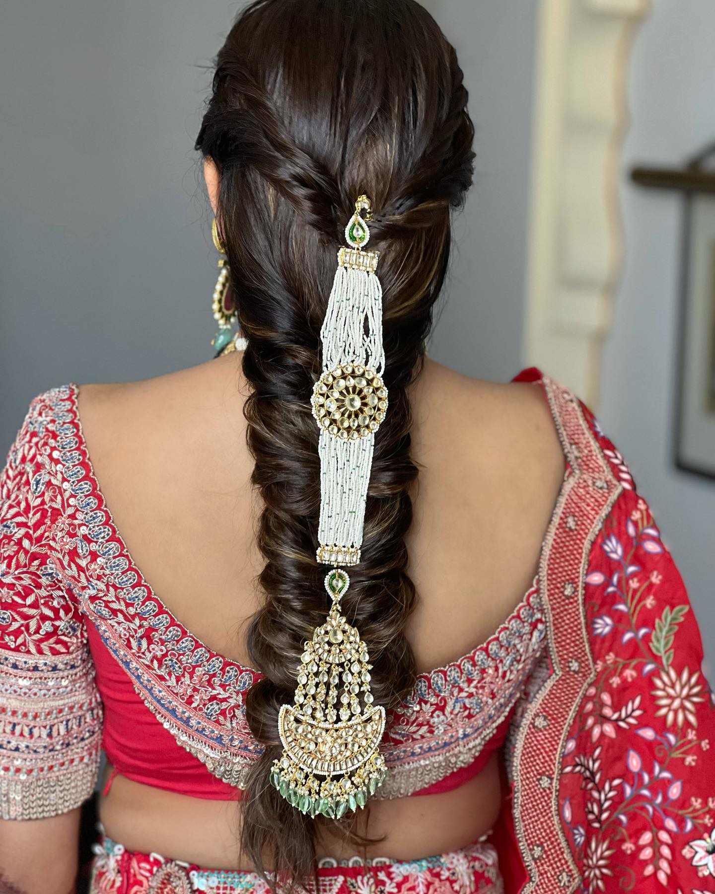 Fishtail Braid Hairstyle - Lehenga