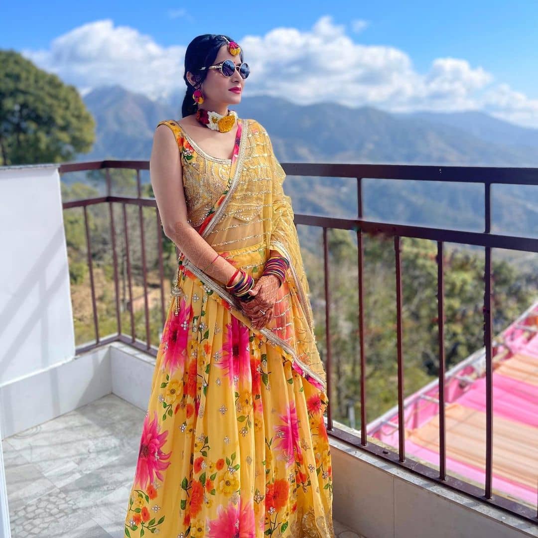 Haldi Dress for Bride Sister - floral bath