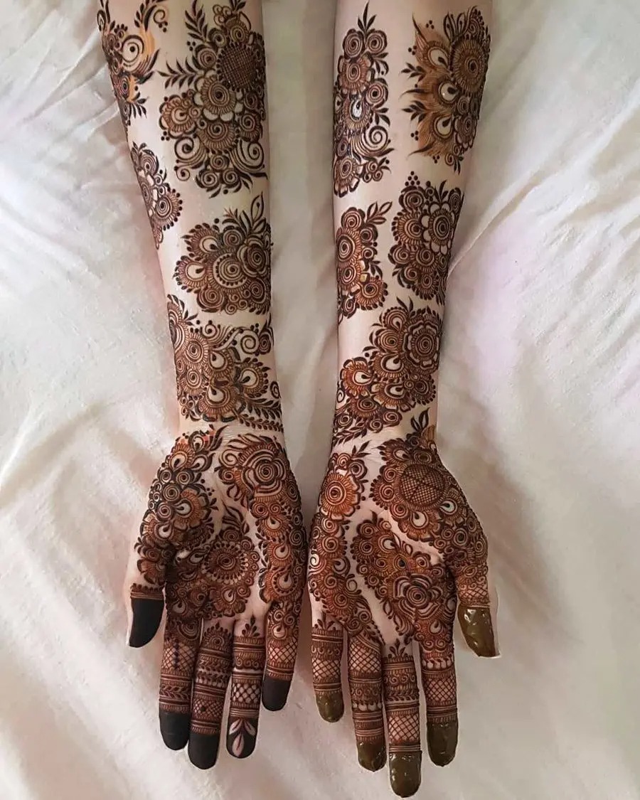 floral blooms - full hand mehendi designs