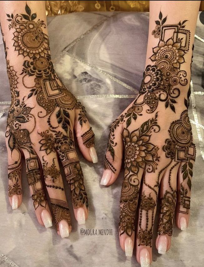 floral mehndi design for brides