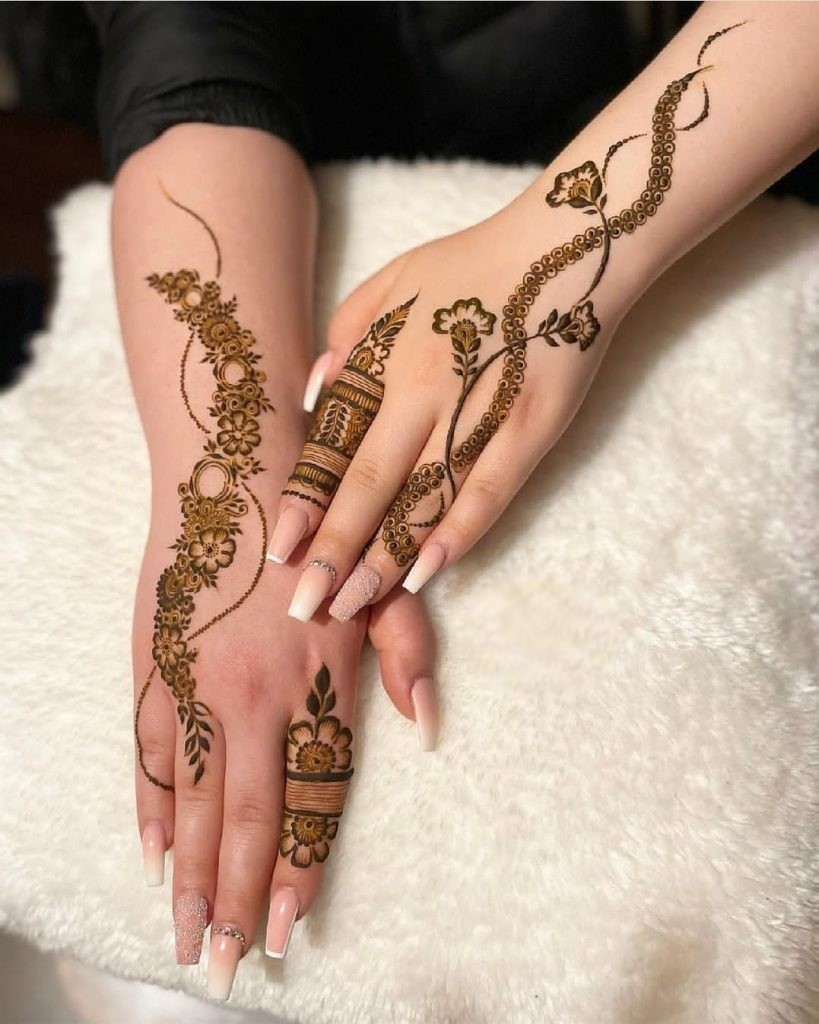 floral chains and trails - minimal mehendi designs