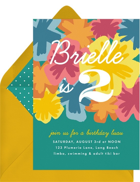 floral invitation for hawaiian theme party