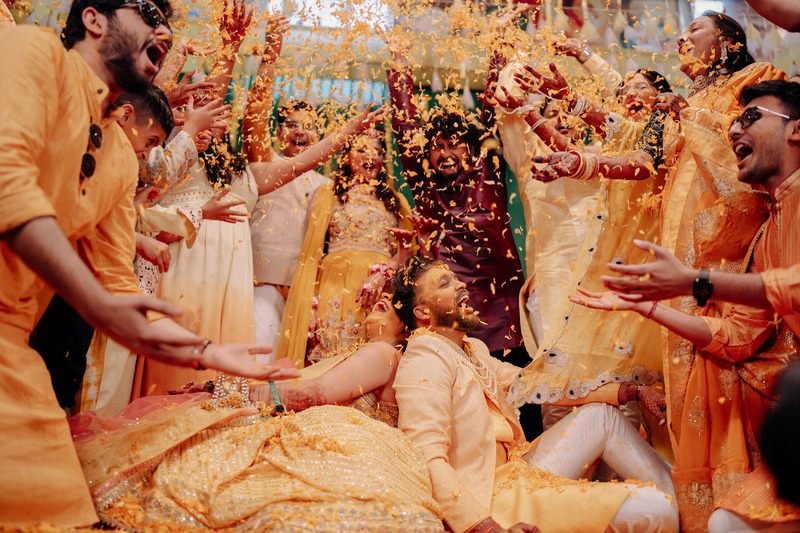 flower shower - haldi poses for bride and groom