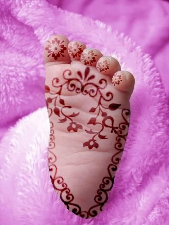 flowers and leaves feet mehendi designs for kids