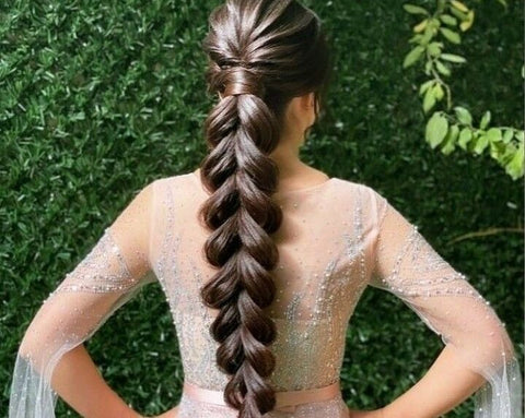 French Braid Hairdo - Lehenga