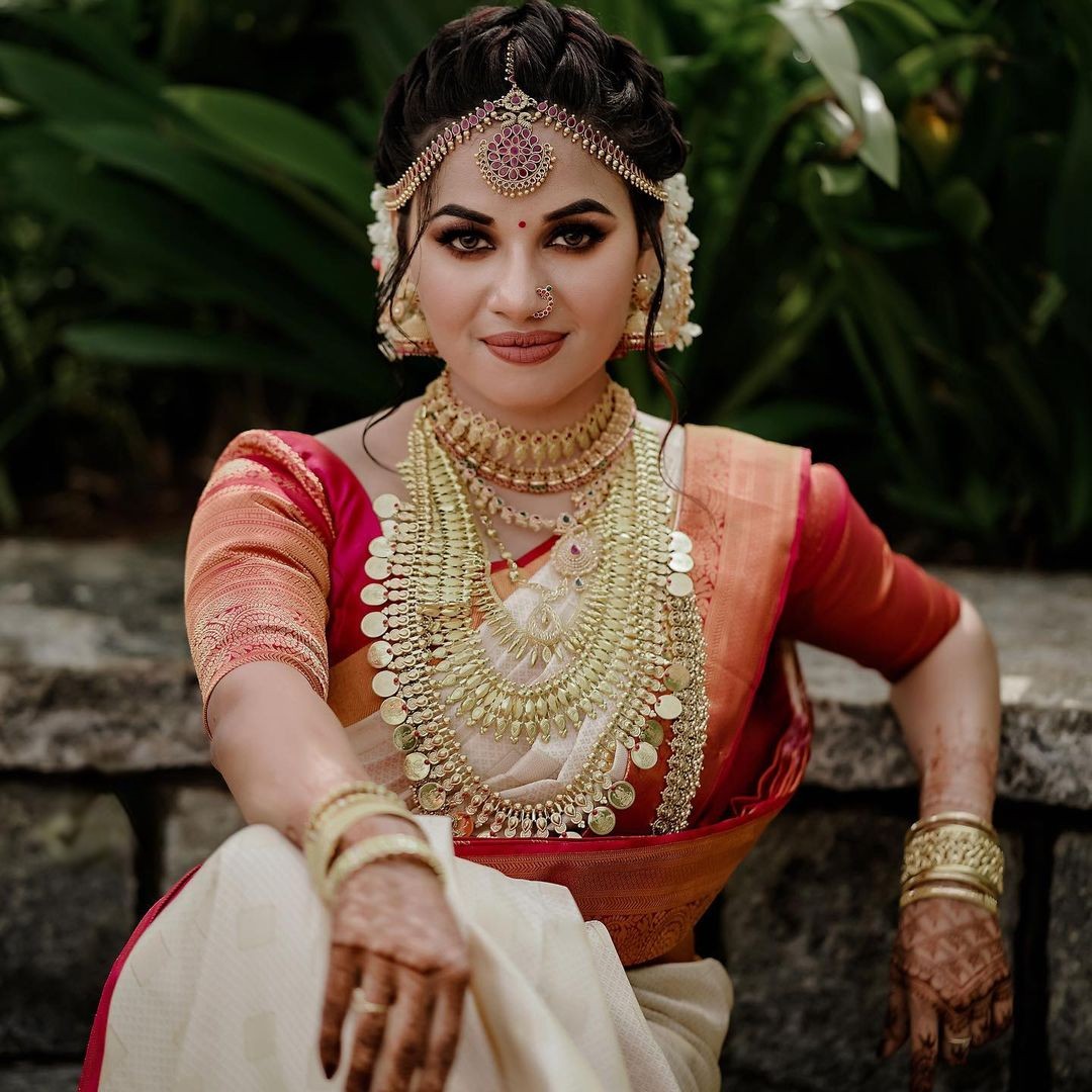 Front South Indian Bridal Hairstyle - french crown