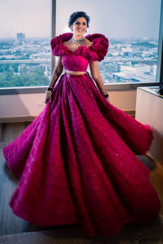 Latest Bridal Engagement Dress - fuchsia