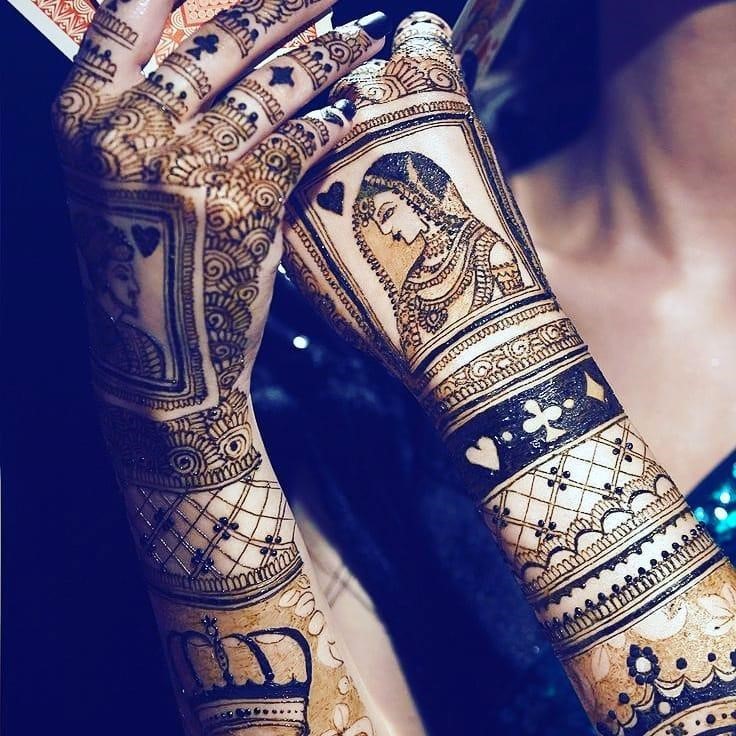 game of cards mehndi design for brides