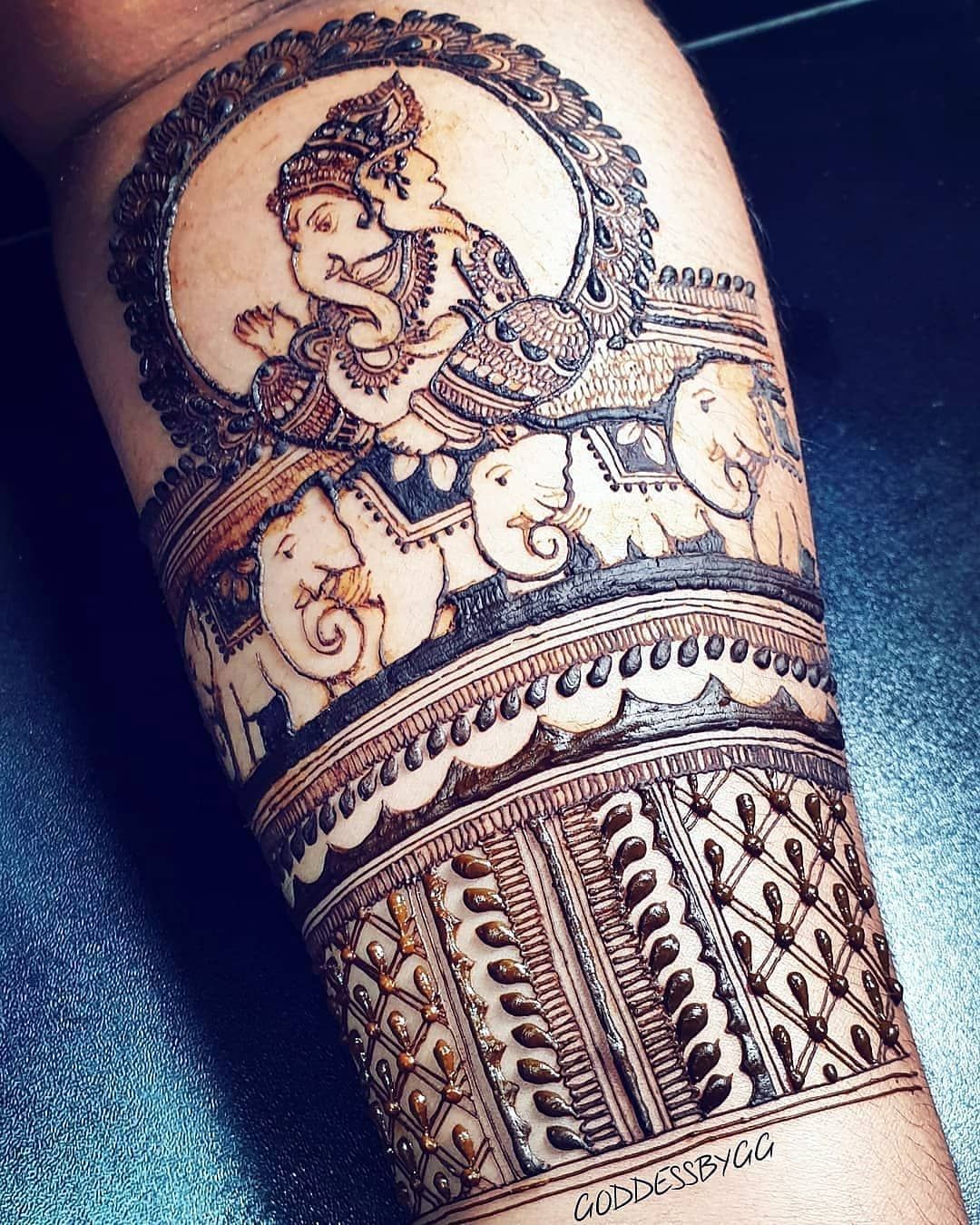 ganpati motif bridal mehndi designs