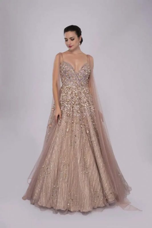 Latest Bridal Engagement Dress - golden gown