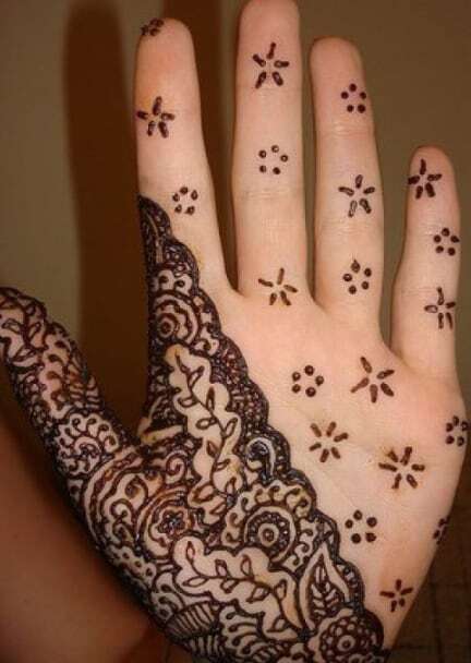 half and half palm mehendi designs for kids