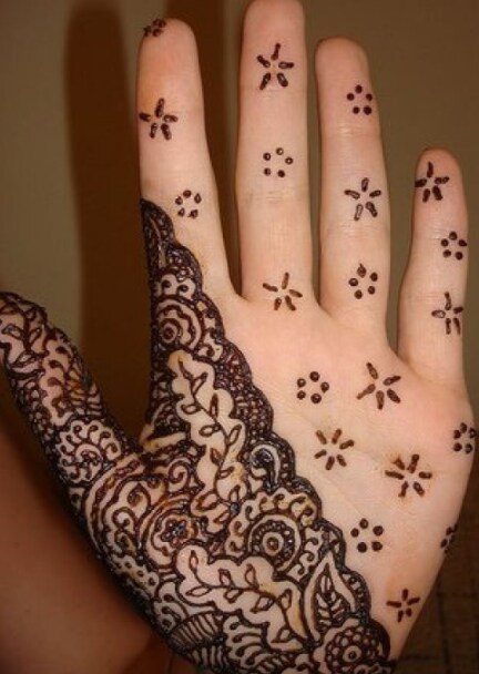 Small Mehndi Design - half and half