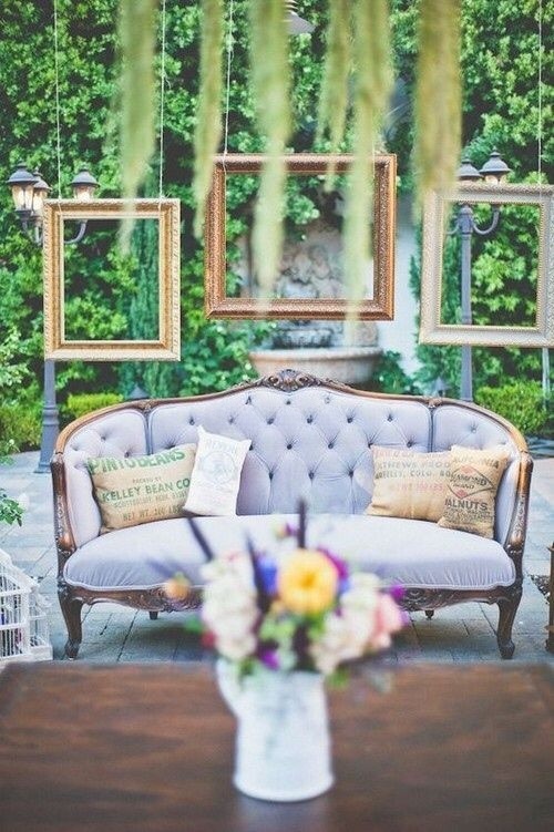 hanging rectangular frames for engagement stage decoration