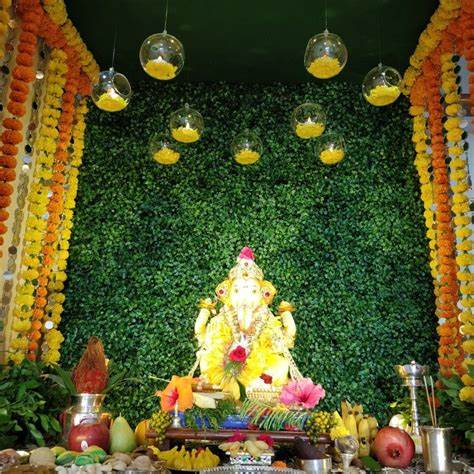 hanging flower glass jars ganpati decoration