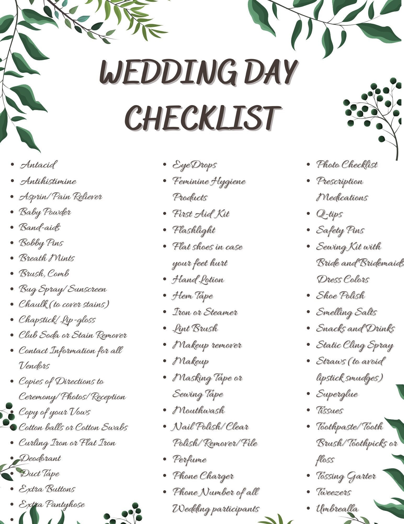 wedding day groom checklist