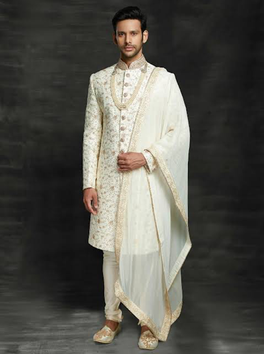 Groom's White Sherwani