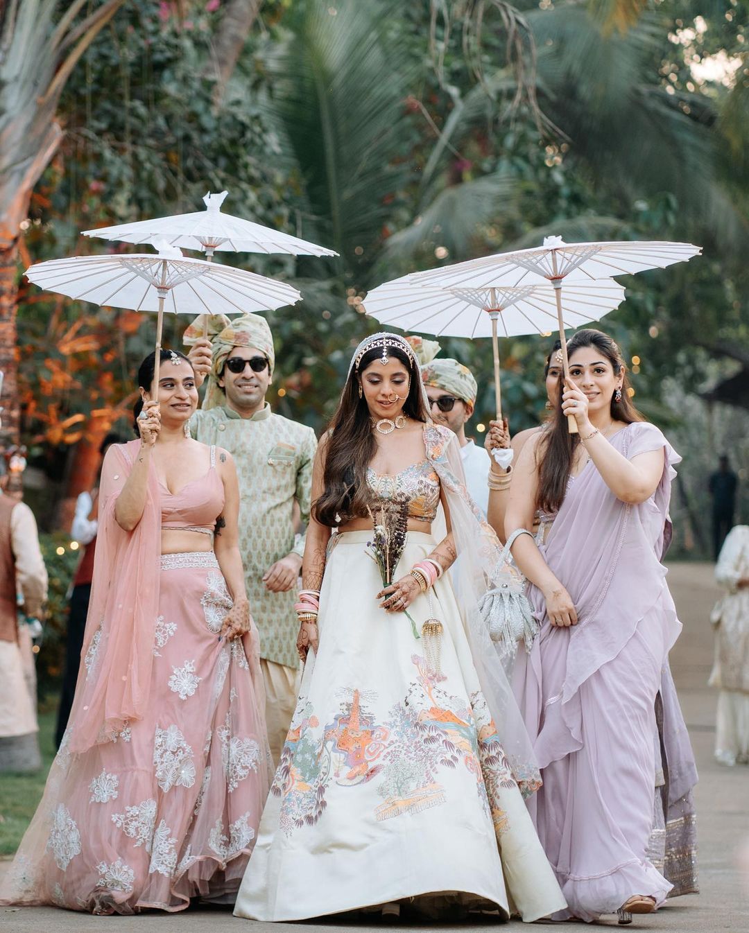 under japanese parasols - bridal entry