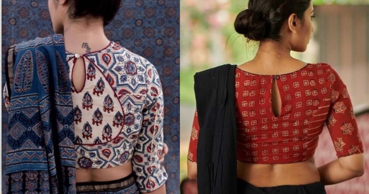 paithani blouse with a keyhole at the back 