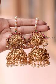 princess peacock jhumka - bridal gold jhumka designs