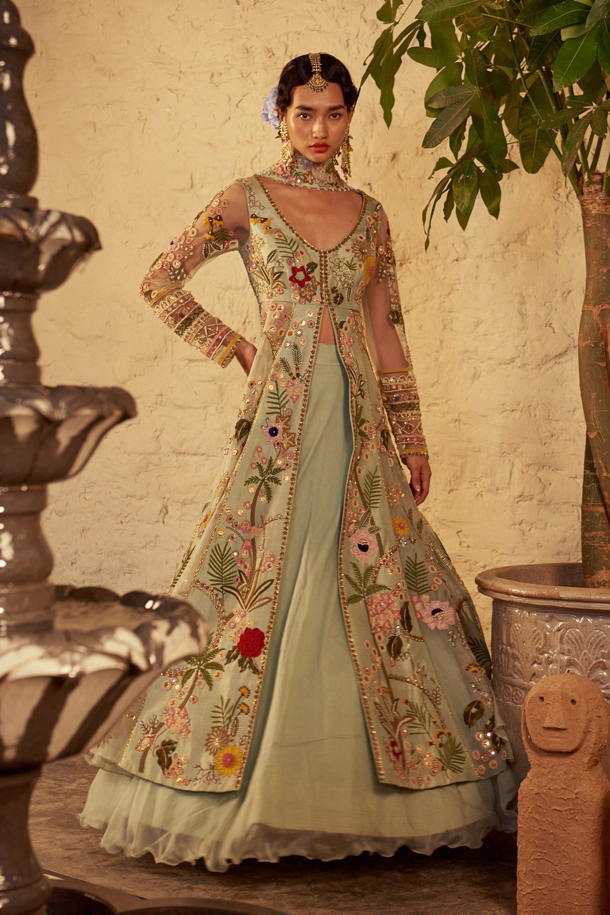 lehenga with long jacket