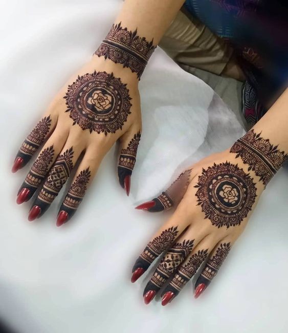 line art with floral - circle mehendi designs