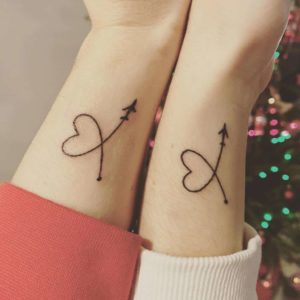 linework heart best friend tattoo ideas