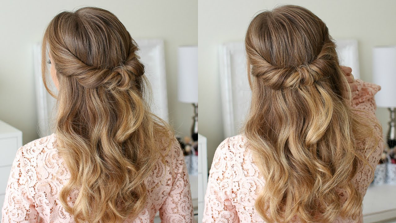 half updo with loops for easy wedding hairstyles