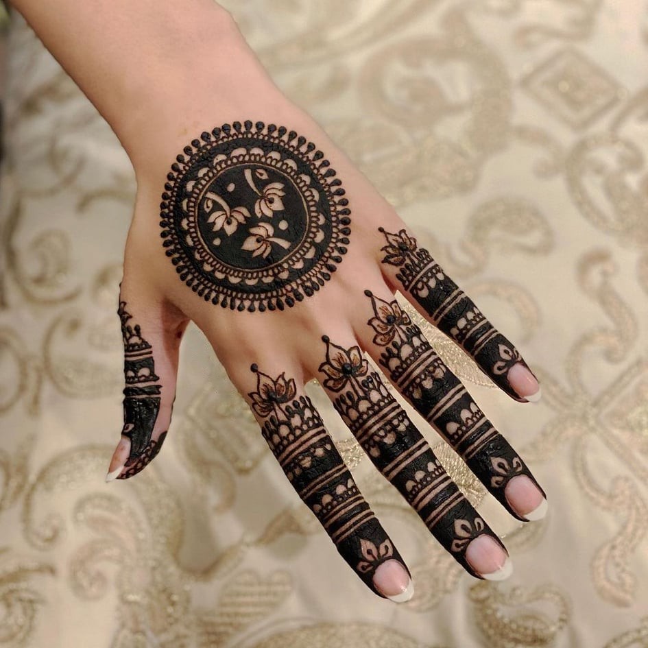 lotus design - finger mehendi designs