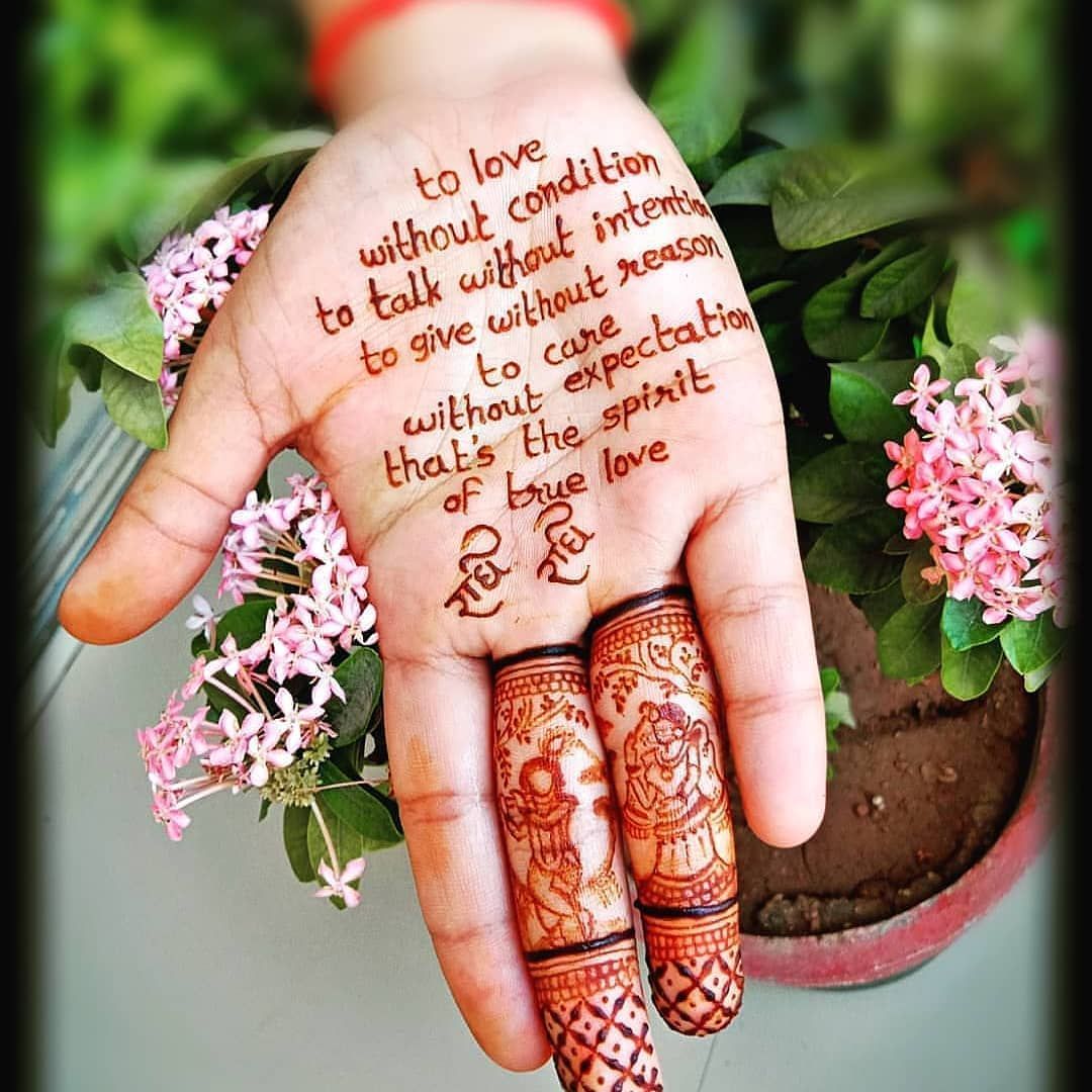 lovely quote for the bride for groom mehndi design