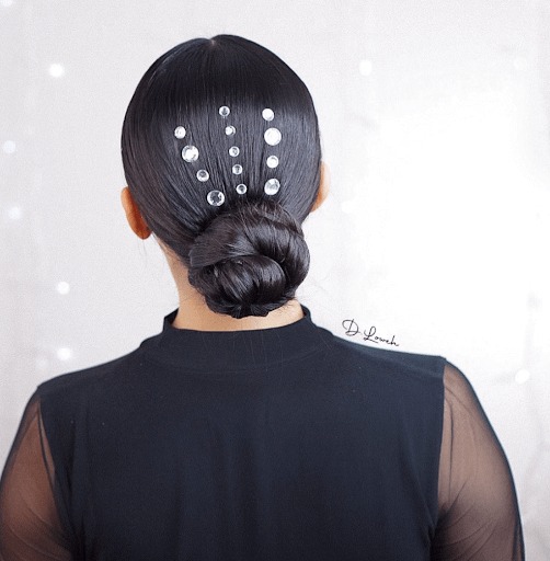 low bun with studs