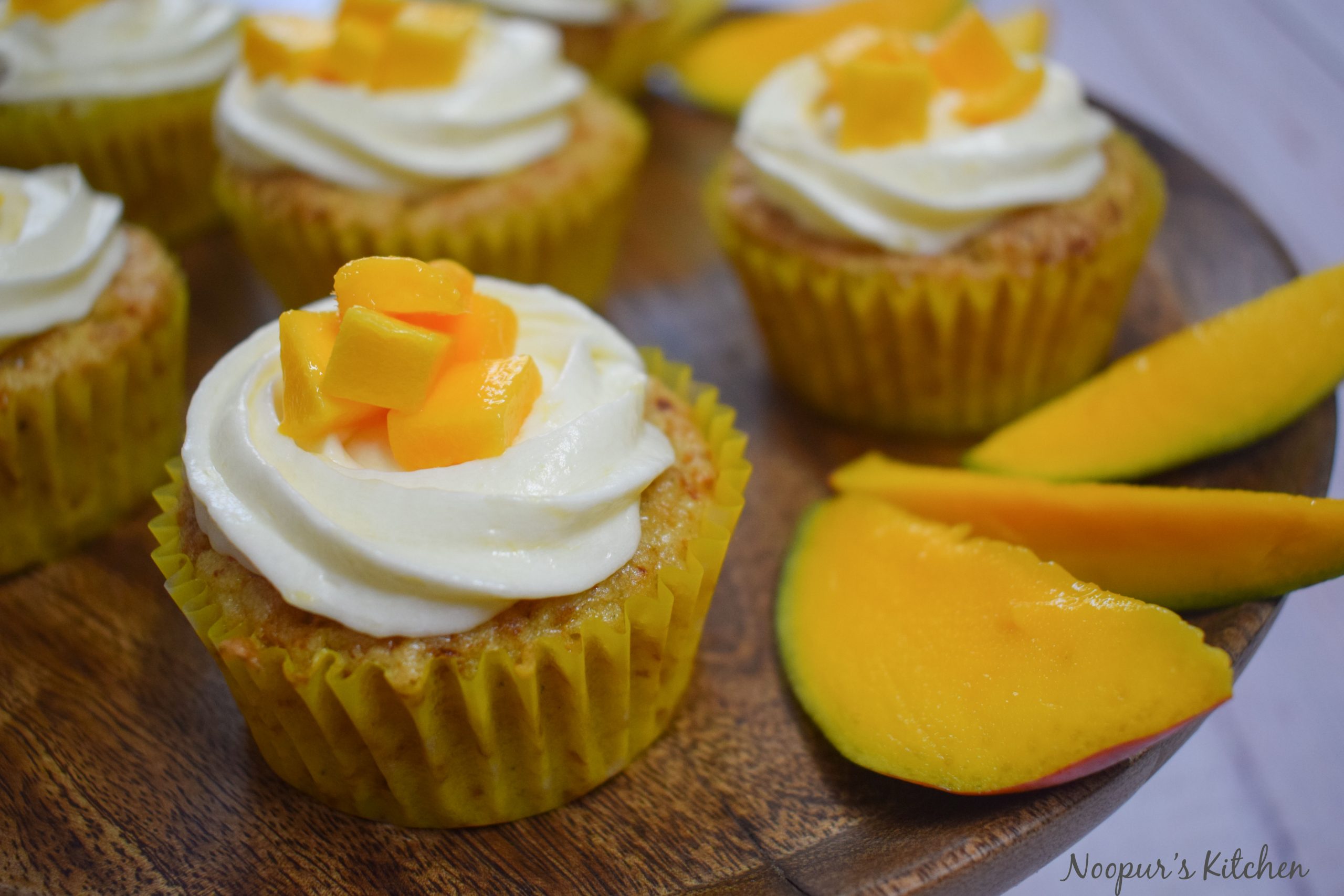 mango vanilla cupcakes hawaiian party