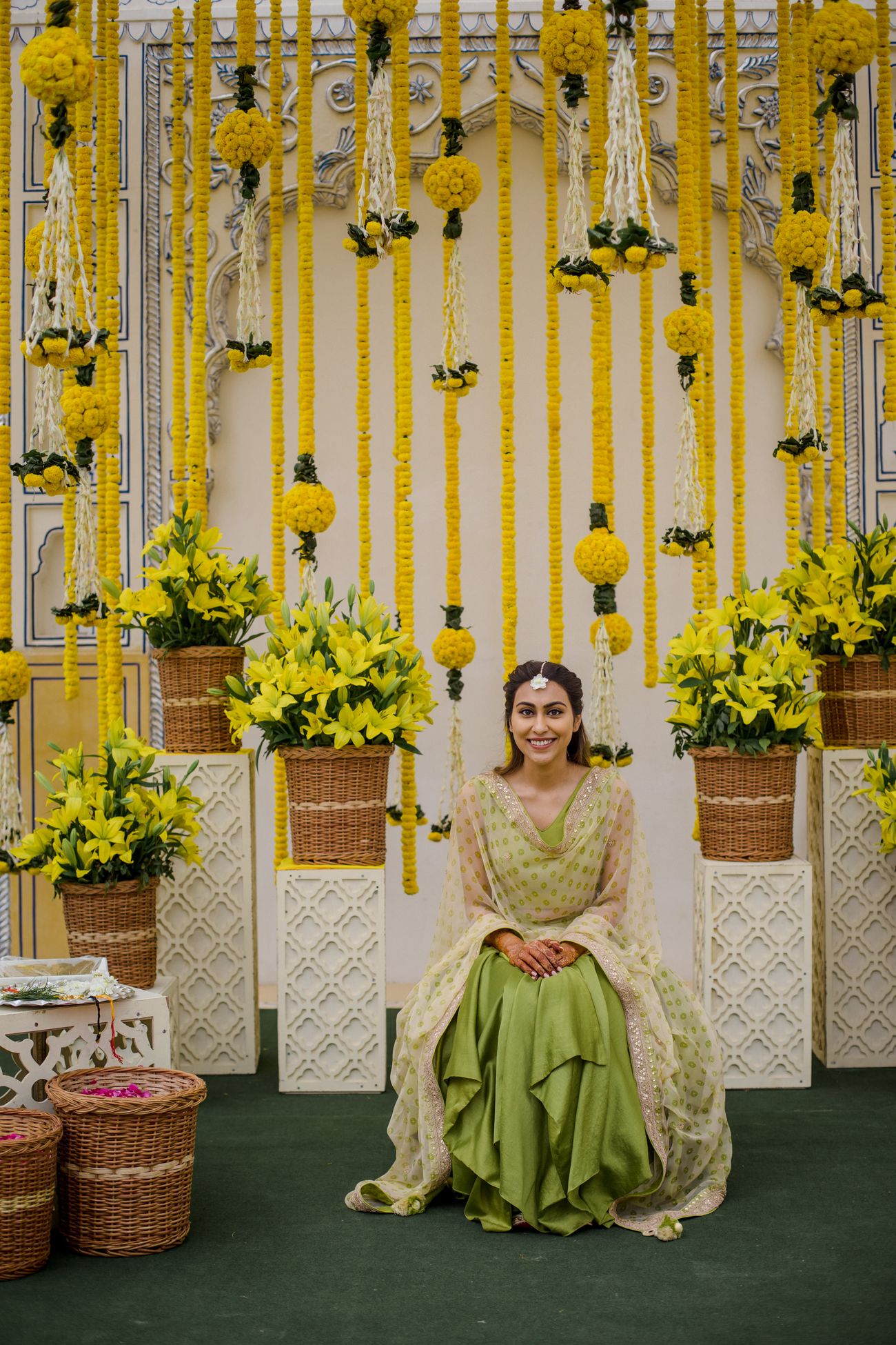 Background Haldi Decoration - marigold madness