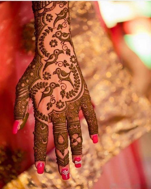 Modern Mehndi Design - parrots