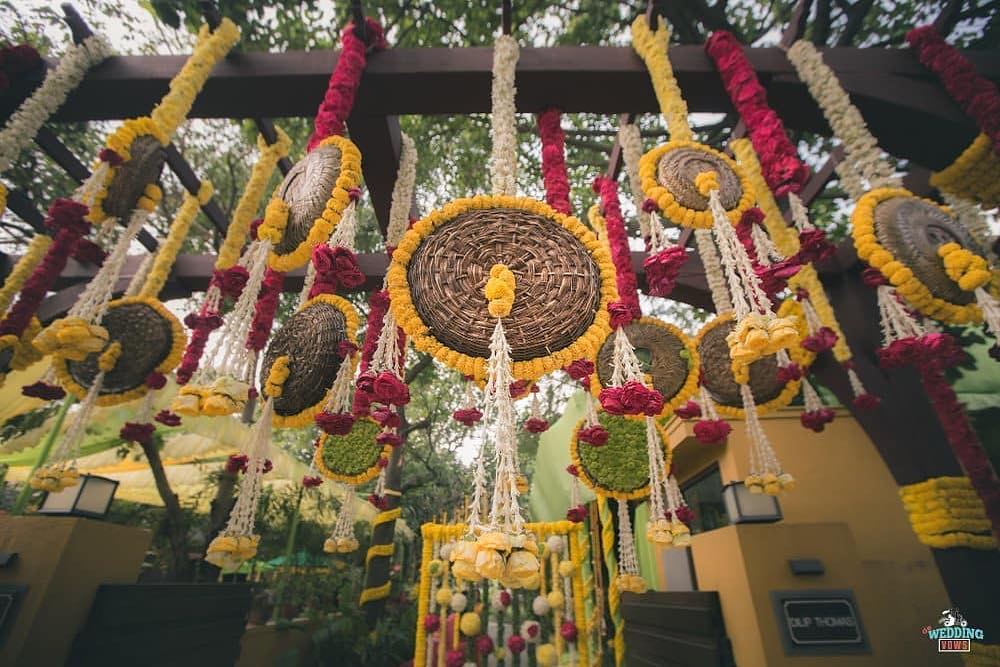 hanging centerpieces for south indian mehendi ceremony decoration