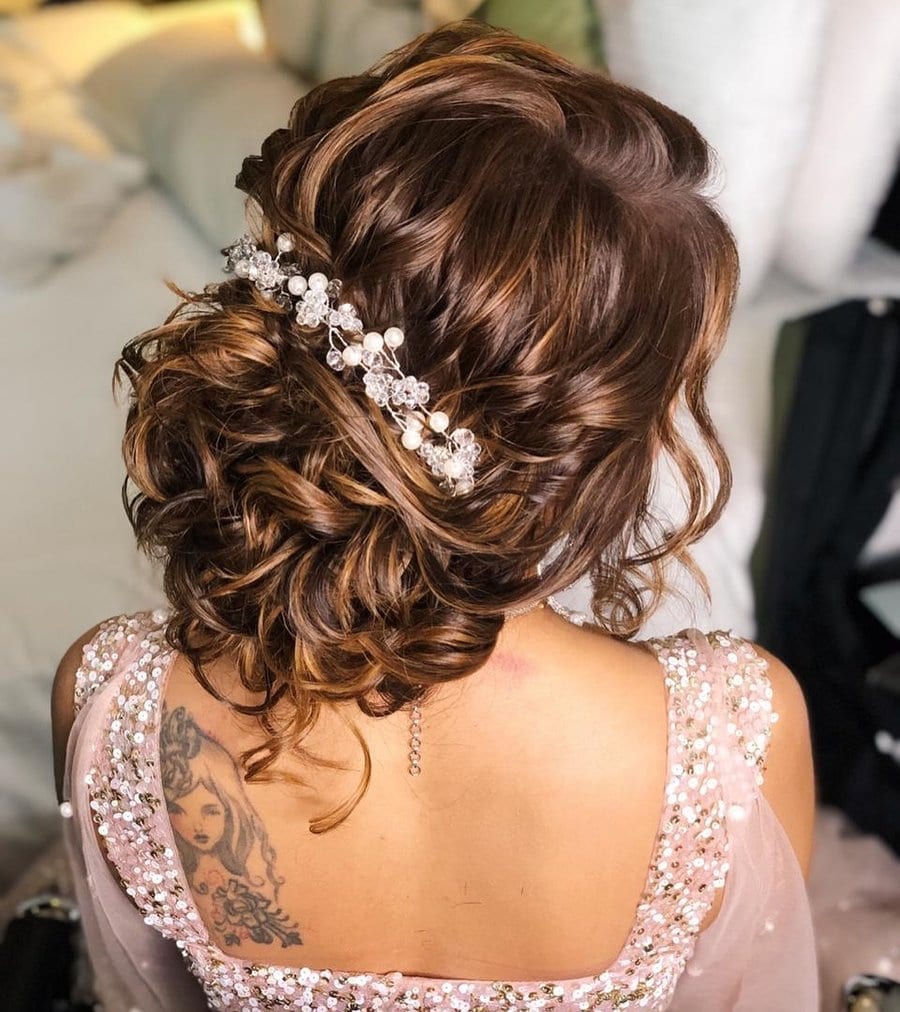 messy bun hairstyle for sangeet