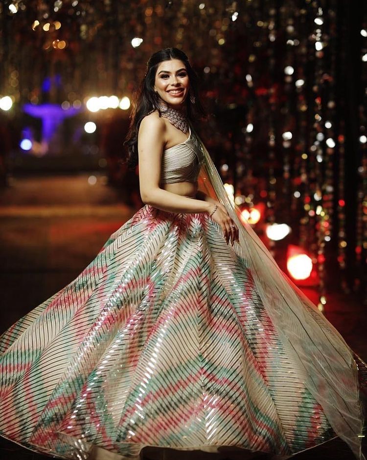 metallic chevron lehenga 