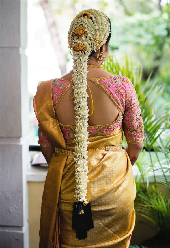 Front South Indian Bridal Hairstyle - mogra overdose