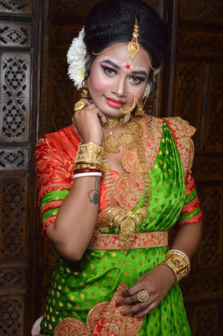 monochromatic south indian bridal makeup