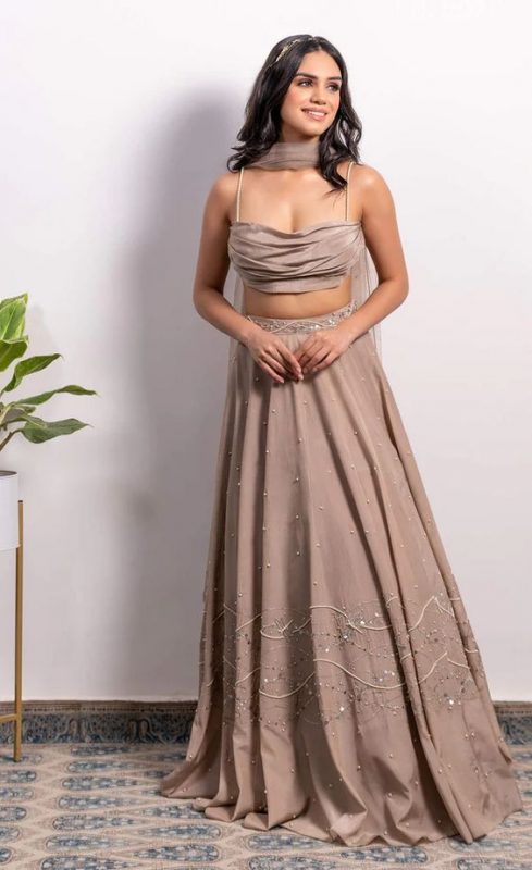 Latest Bridal Engagement Dress - mouse brown