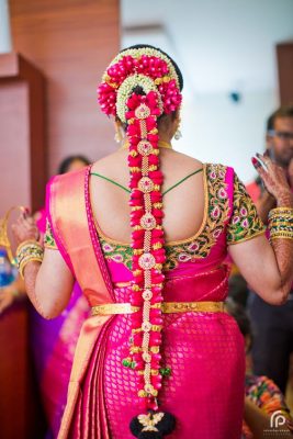 vibrant multi floral braid with billai hair accessory