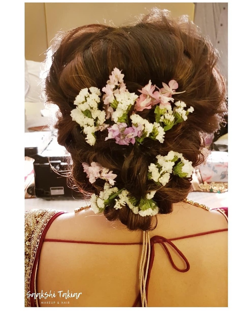 multi floral braided bun