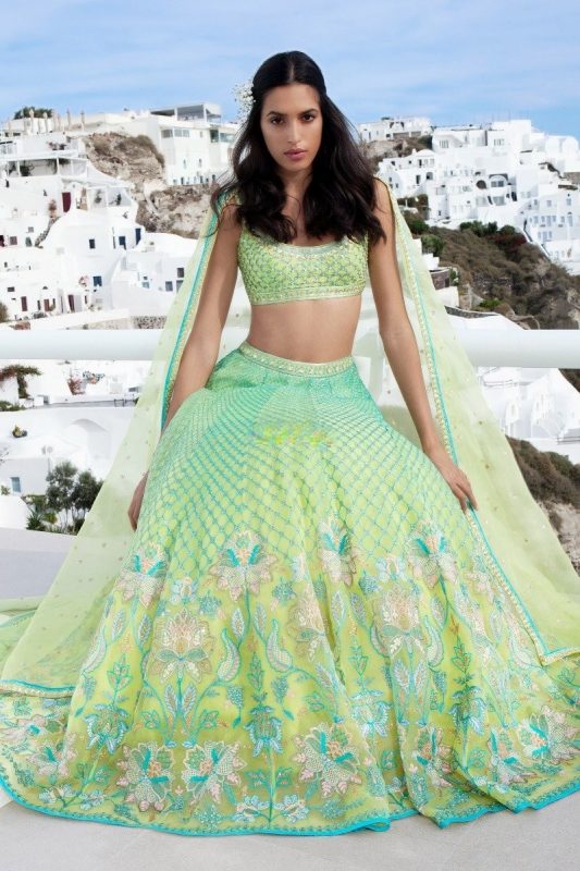 Latest Bridal Engagement Dress - neon lehenga