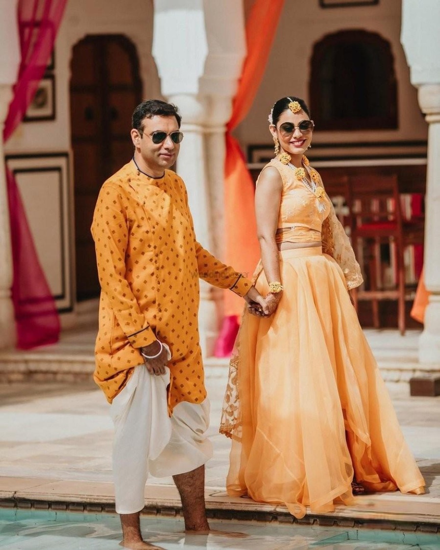 orange hued coordination - haldi outfits