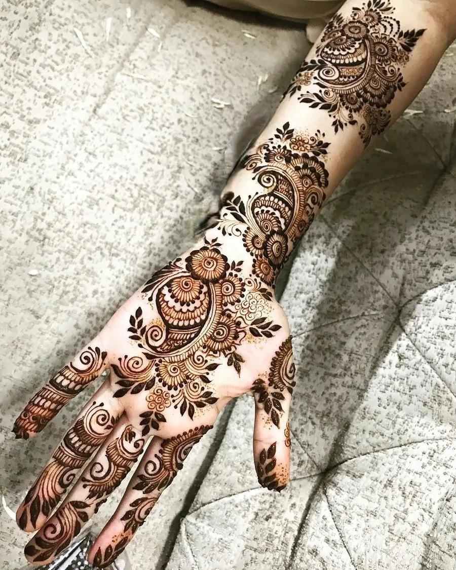 paisleys design full hand mehendi