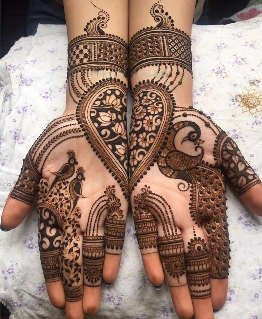 parrot and peacock - dulhan mehendi designs