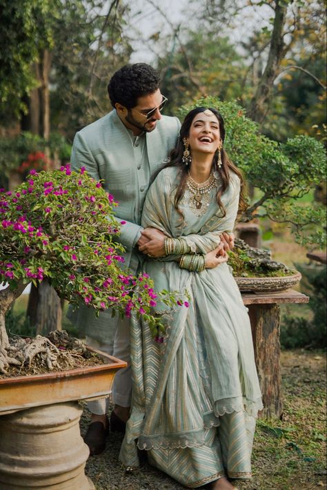 green pastel lehenga for sangeet