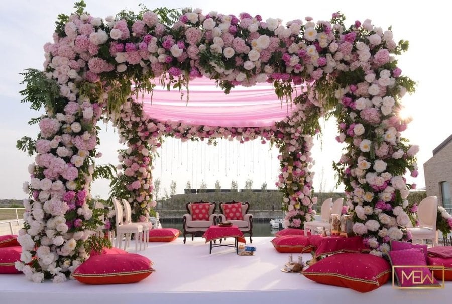 pastel themed wedding mandap decoration